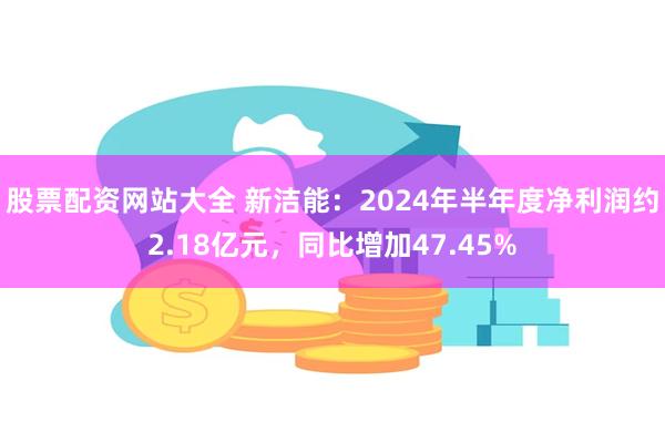 股票配资网站大全 新洁能：2024年半年度净利润约2.18亿元，同比增加47.45%